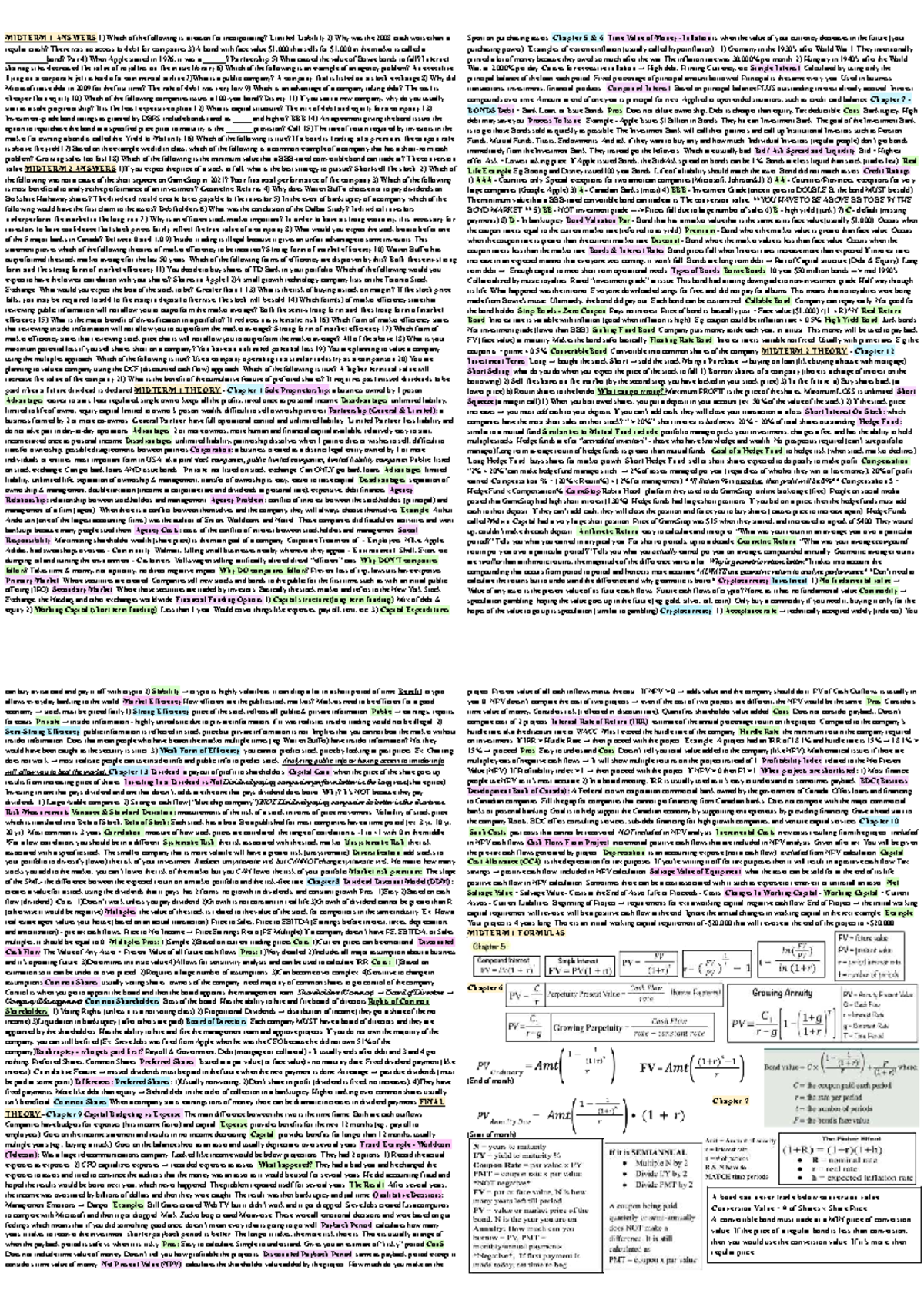 2FA3 Final Exam Cheat Sheet: Key Concepts and Formulas - Studocu
