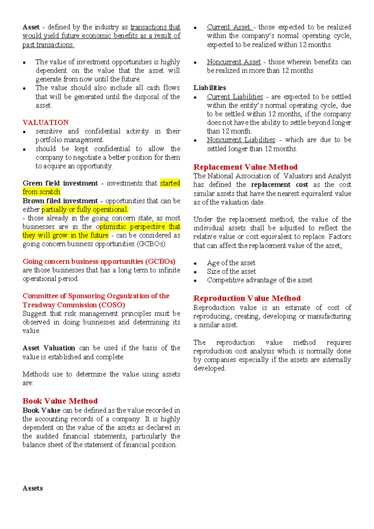 Reviewer in Valuation - Asset - defined by the industry as transactions ...