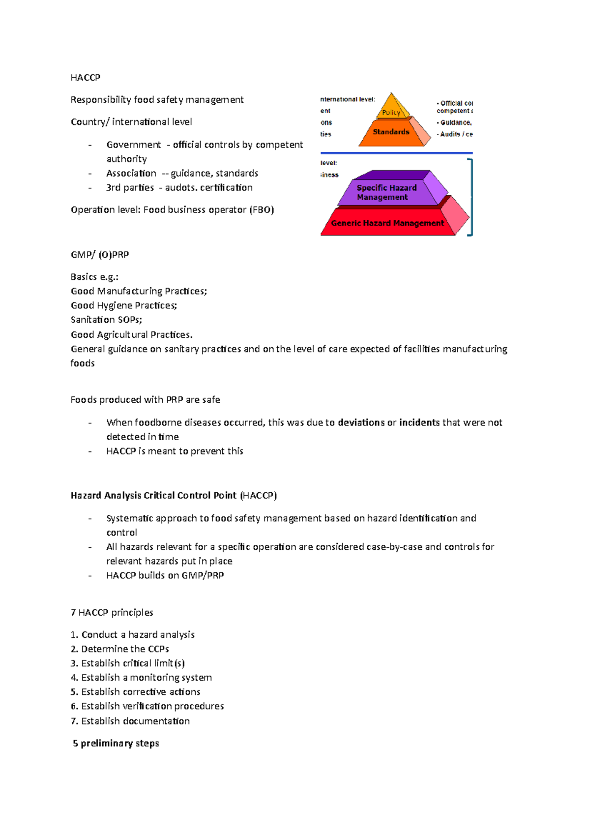 Lecture Notes on HACCP Fundamentals - 6-4-22 - Studeersnel