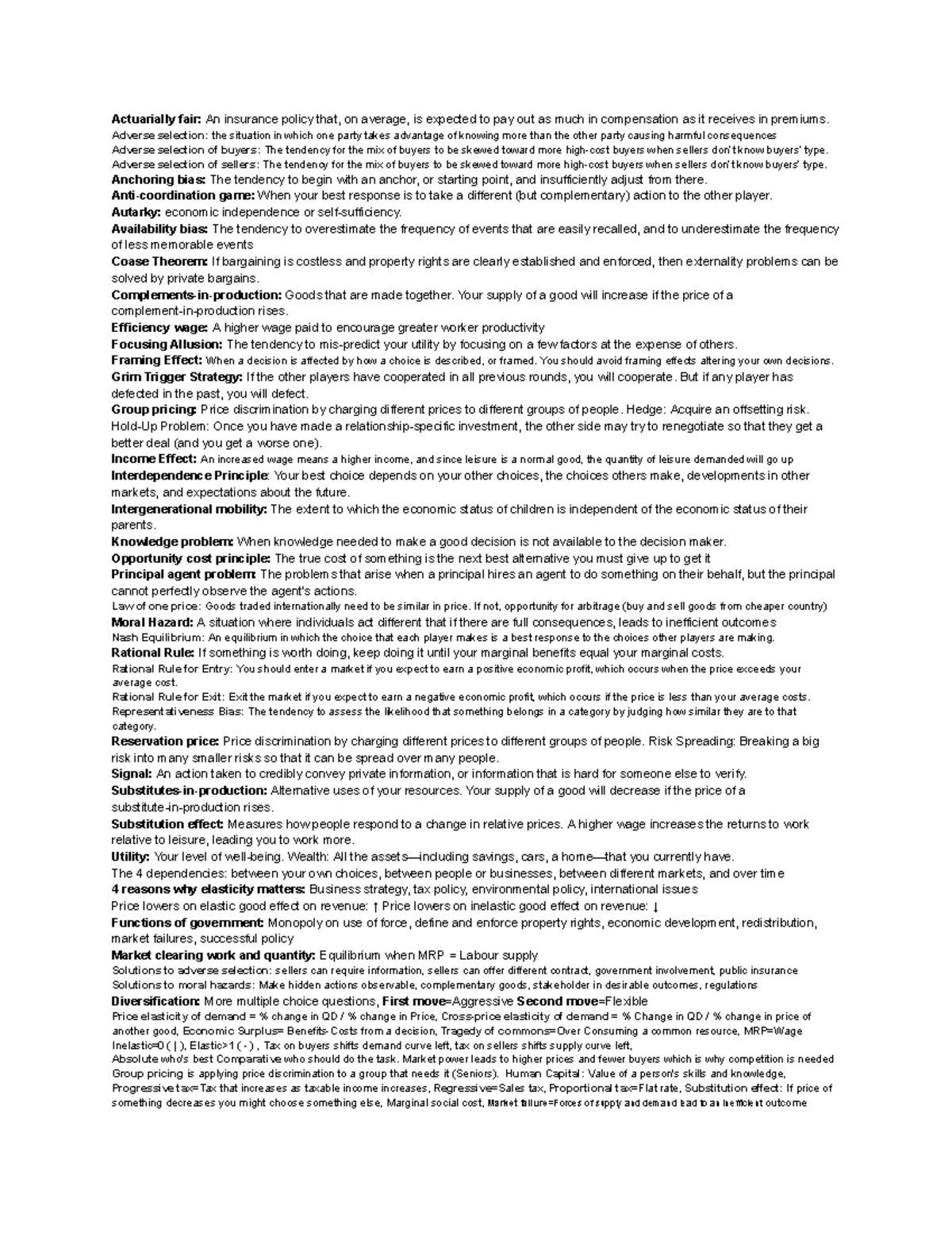 EC120-Cheat Sheet: Key Concepts and Economic Principles Explained - Studocu