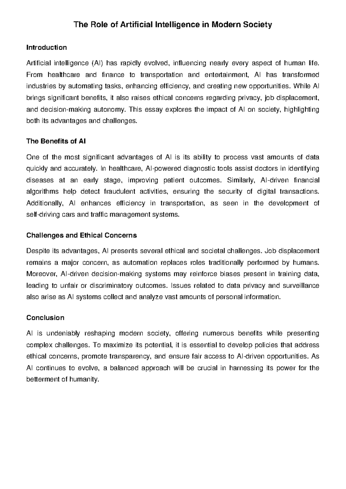 The Role of Artificial Intelligence in Modern Society - The Role of ...