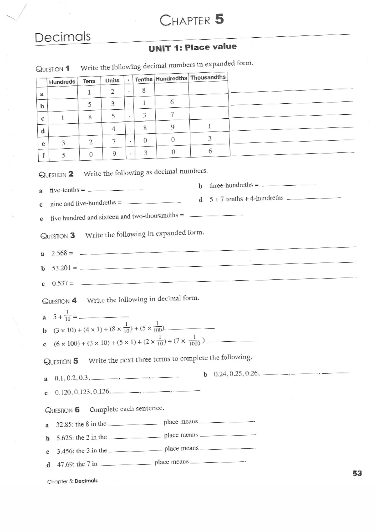 Ch5 Decimals: Year 7 Math Revision Exam Workbook - Studocu