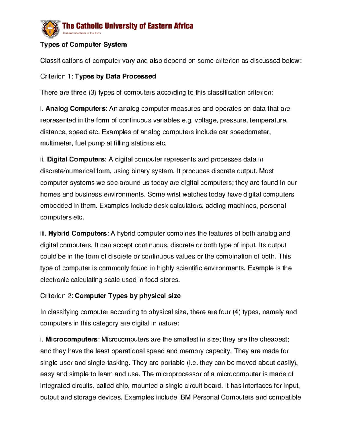 Classfication of Computer System - Types of Computer System ...