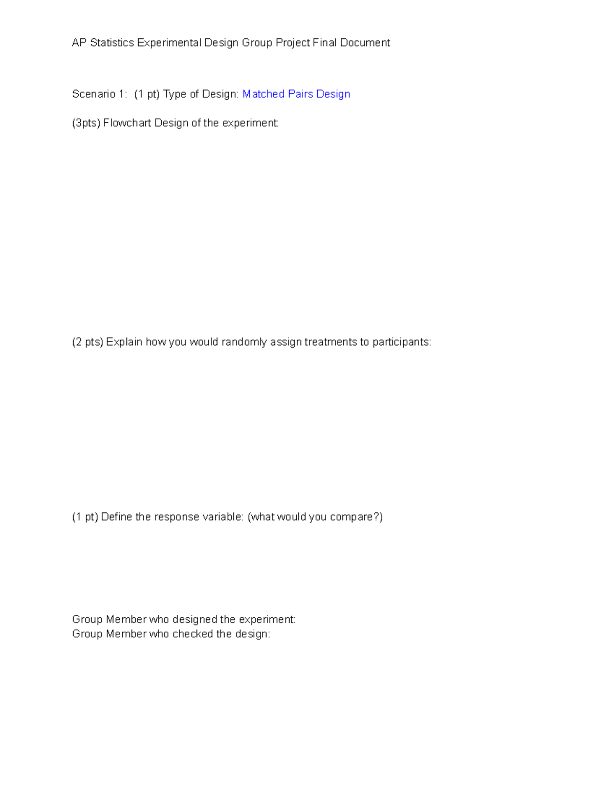 AP Statistics Experimental Design Group Project Final Document - Studocu