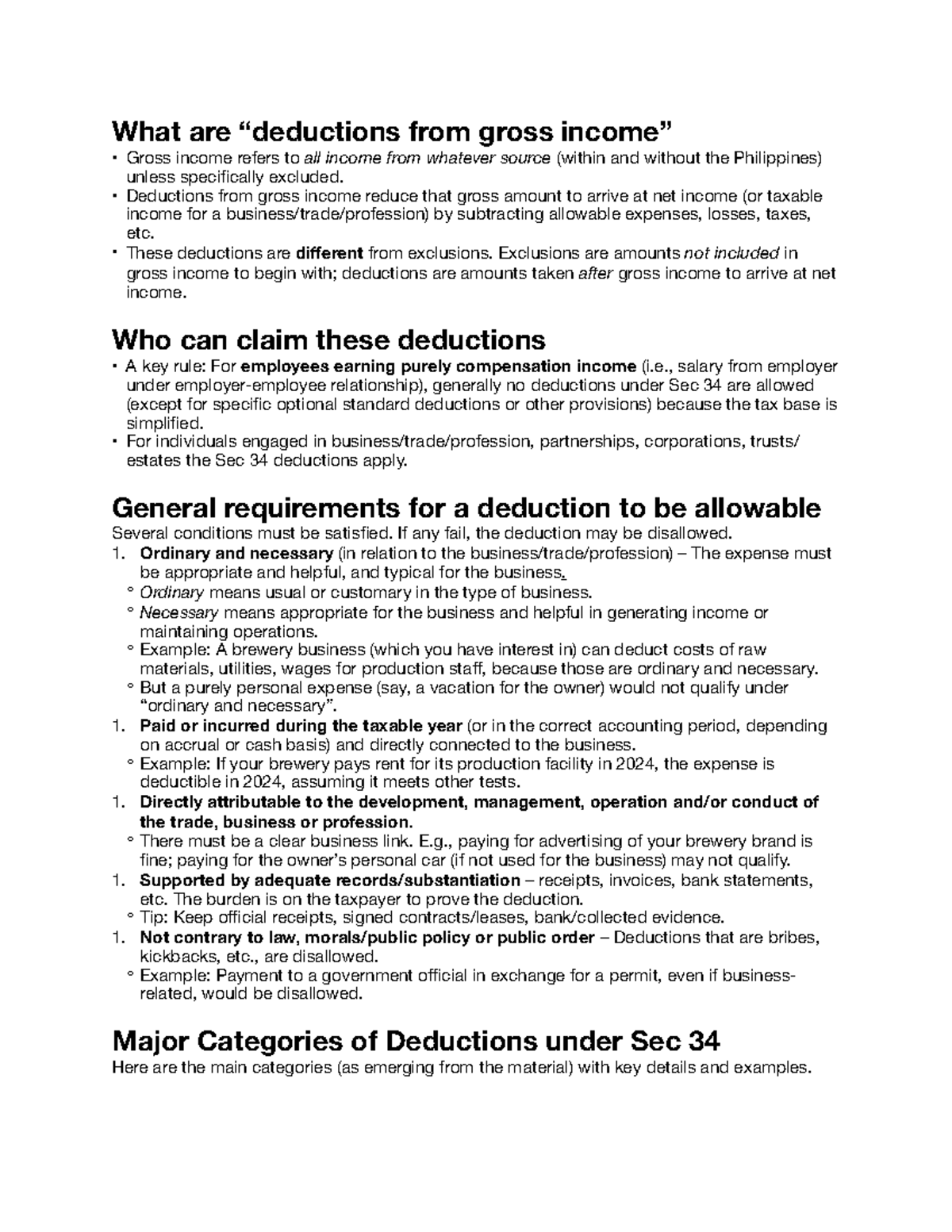 Deductions from Gross Income: Key Rules and Categories (Tax 101) - Studocu