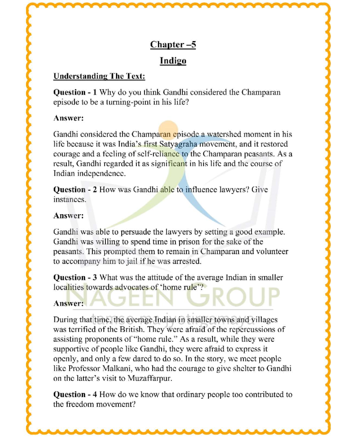 Indigo - Chapter Analysis and Discussion on Gandhi's Champaran Movement ...