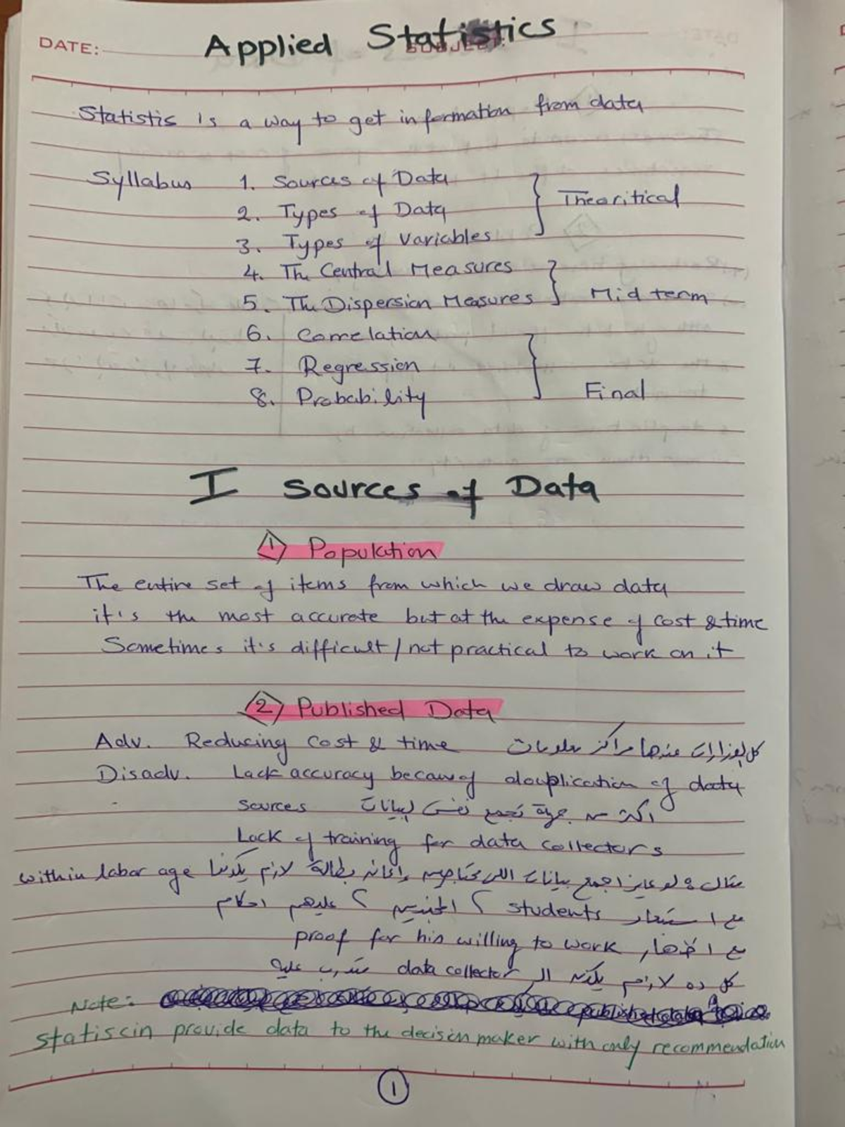 Applied Statistics - Midterm Study Notes on Data Sources & Sampling ...