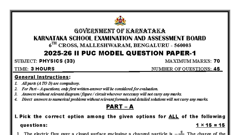 II PUC Physics Model Question Paper (33) - 2025-26 - Studocu