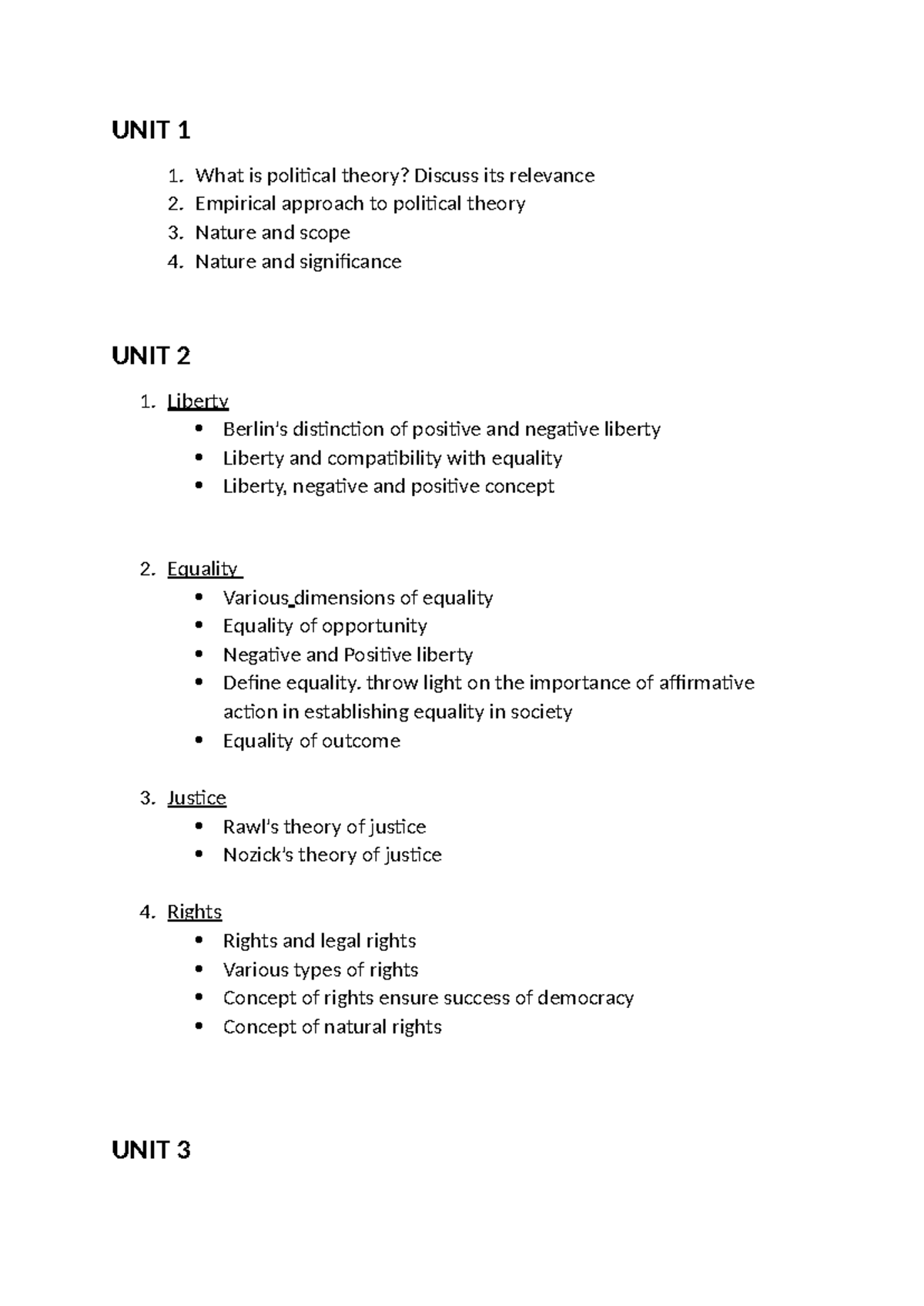 POL 101: PYQ Questions for Political Science SEM 1 Minor Paper - Studocu