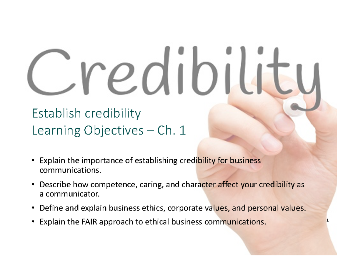 BC-handout-ch 1-credibility-2 - Establish credibility Learning ...