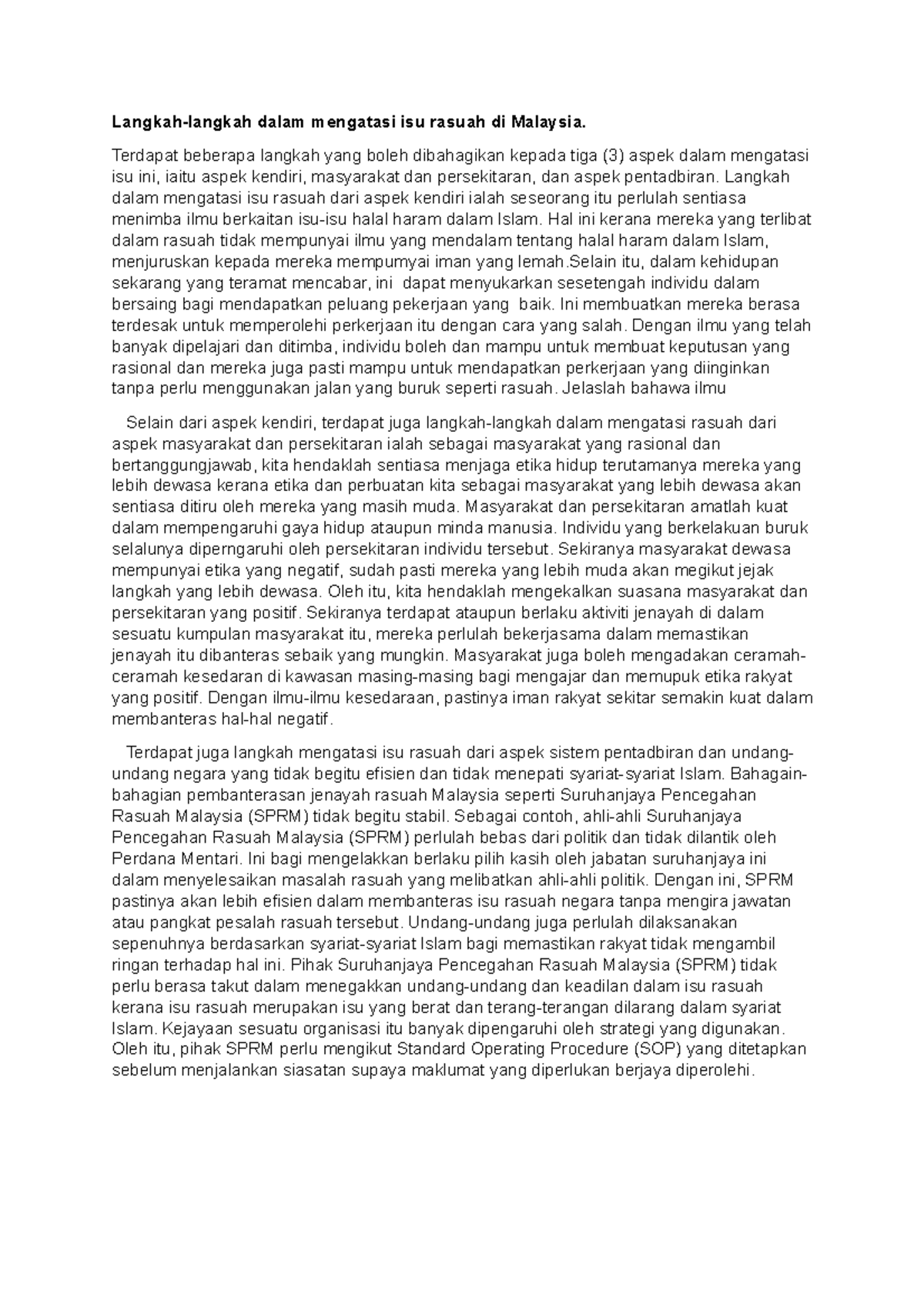 Langkah-langkah Mengatasi Isu Rasuah di Malaysia: Pendekatan & Strategi ...