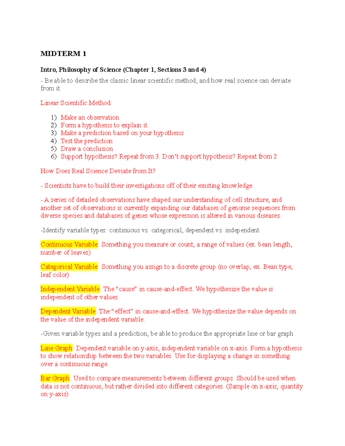 BIOL 141 Midterm 1 & 2 Comprehensive Study Guide - Studocu