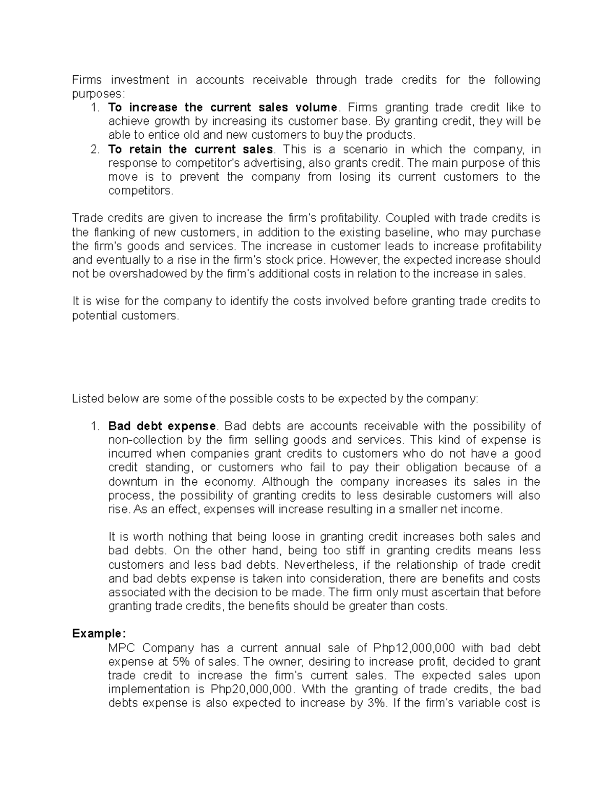 Trade Credits and Accounts Receivable: Analyzing Impacts on Firms - Studocu