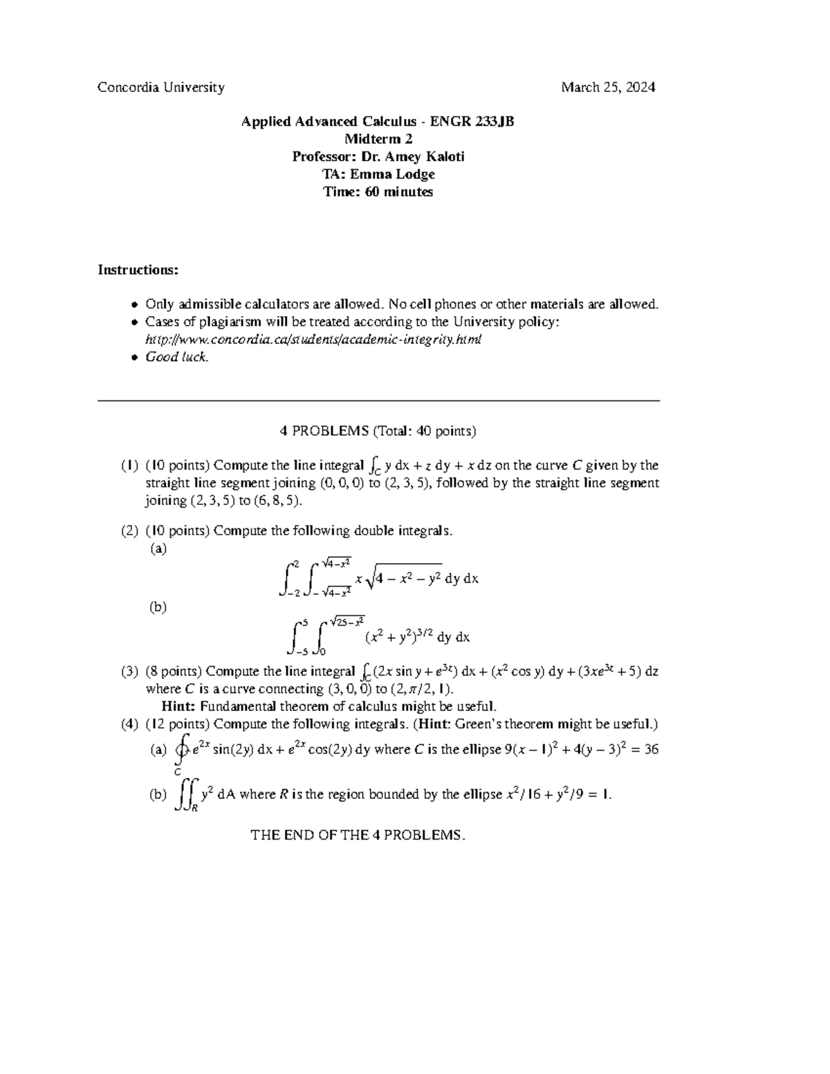 ENGR 233 Practice Final Exam - Sample Questions and Solutions - Studocu