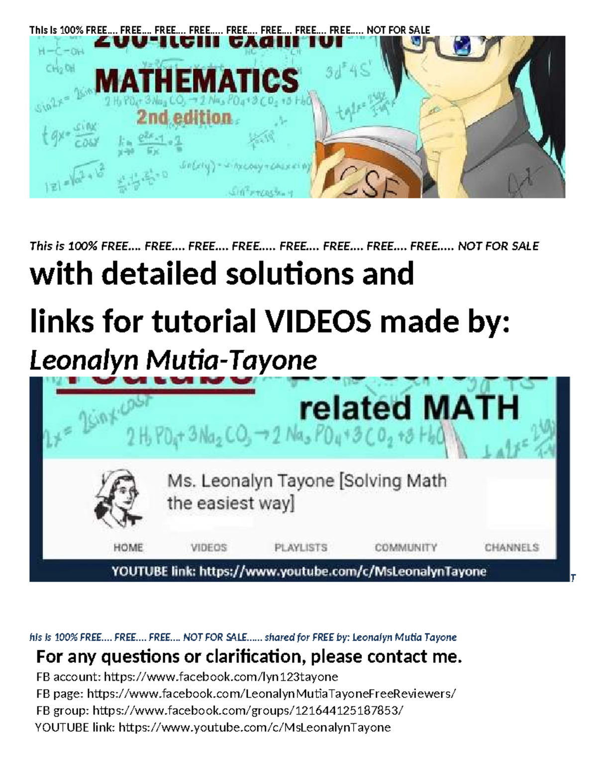 200-Item Math Exam (with Detailed Solutions & Video Links) - Studocu