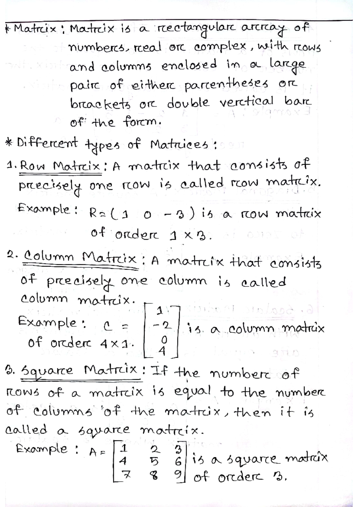 MAT 107 - Note - Matrix: Matrix is a rectangular array of numbers, real ...