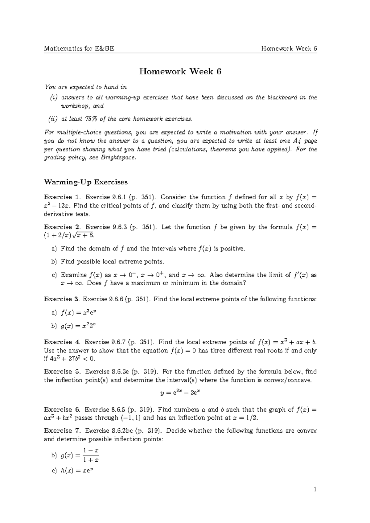 Mathematics 101: Week 6 Homework Assignments - Studeersnel