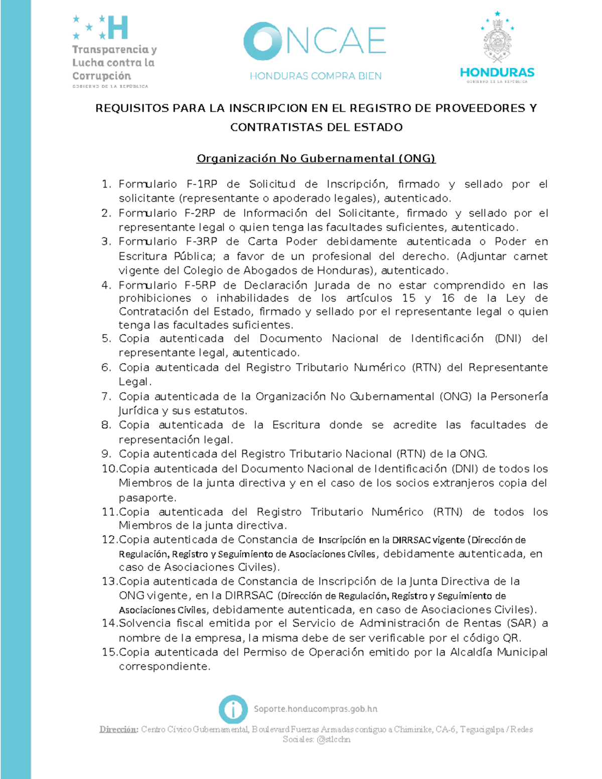 Registro de Proveedores y Contratistas del Estado - ONCAE - Studocu