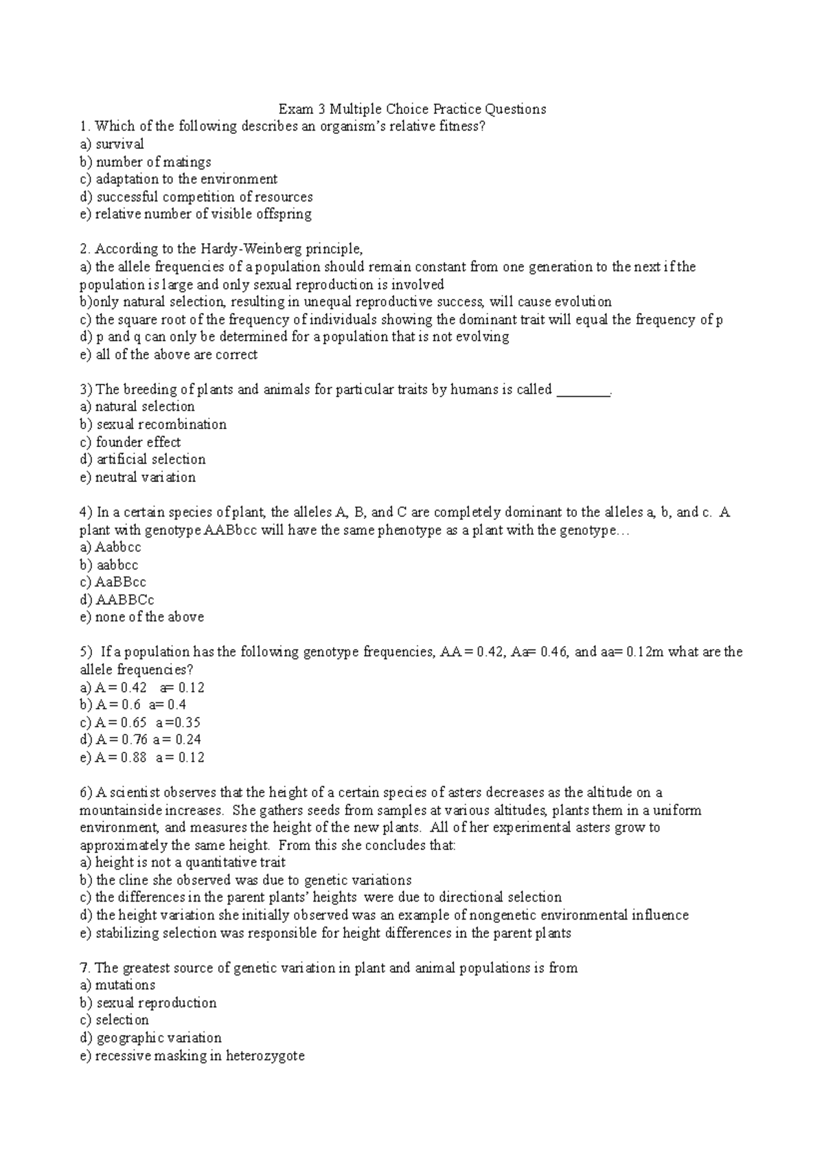 BIOL 211 Exam 3 MC Practice Questions - Key Concepts and Answers - Studocu