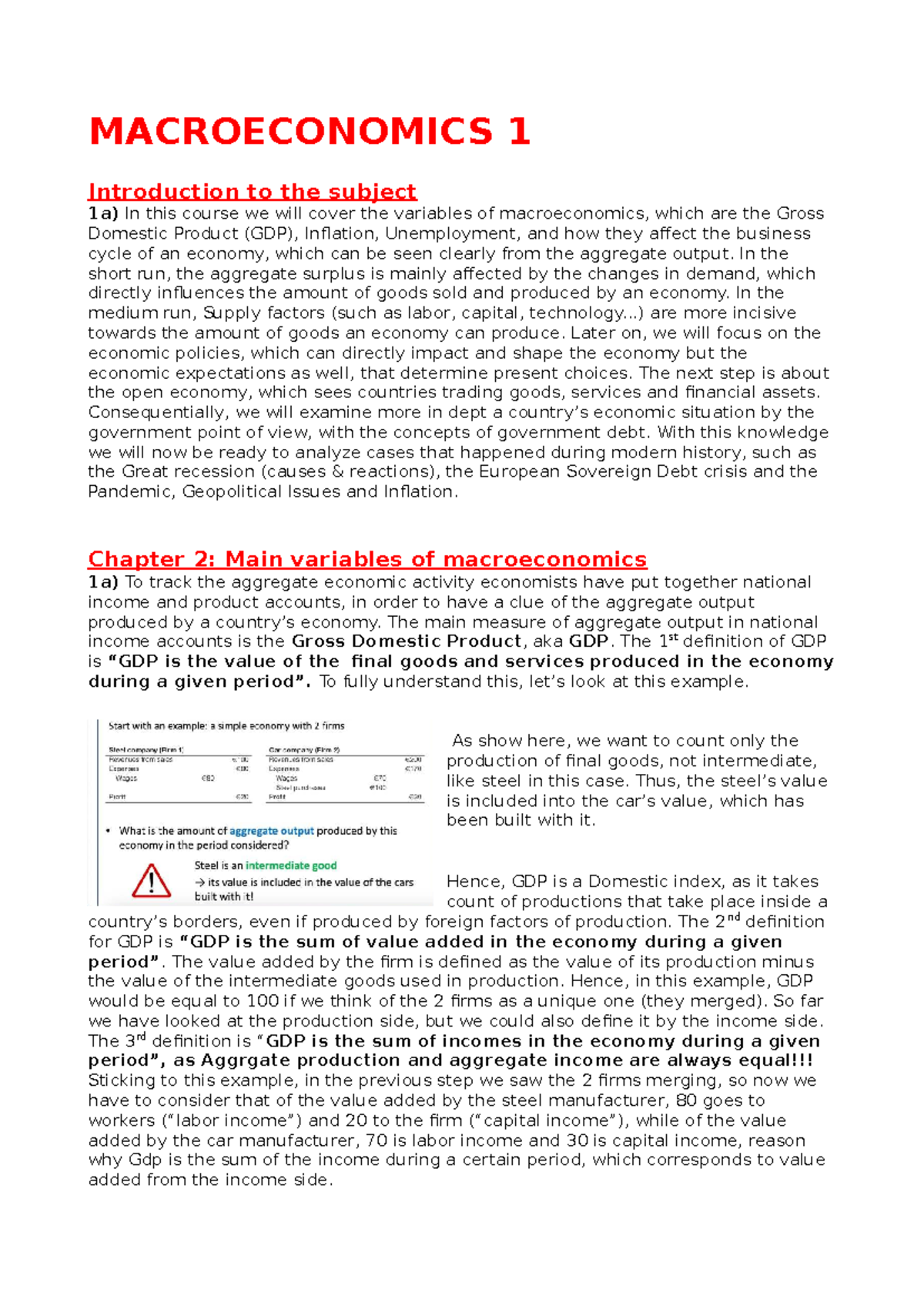 Macroeconomics 1 - Final Exam Study Notes & Exercises - Studocu