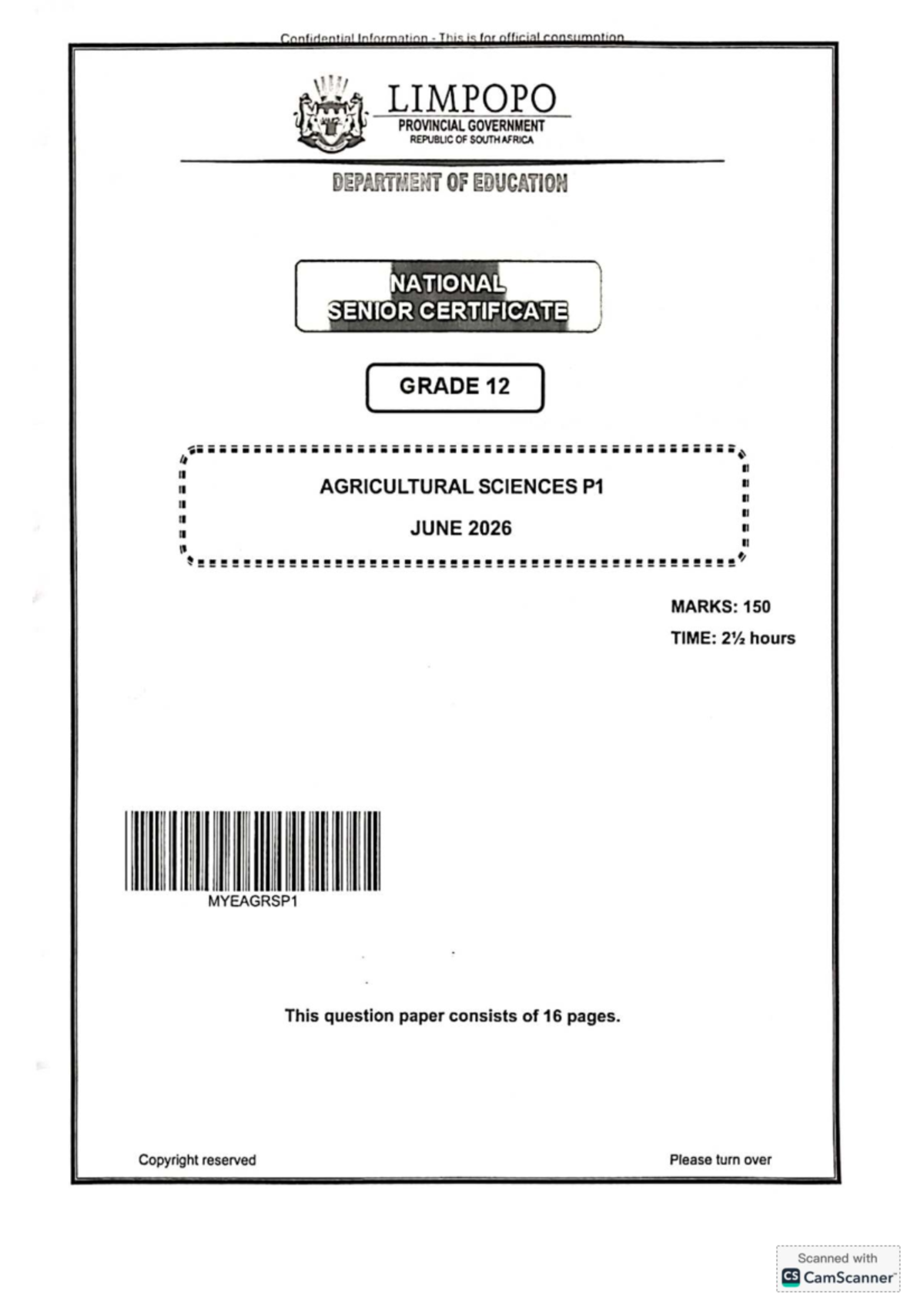 Grade 12 Agricultural Sciences P1 June 2026 Practice Exam QP - Studocu