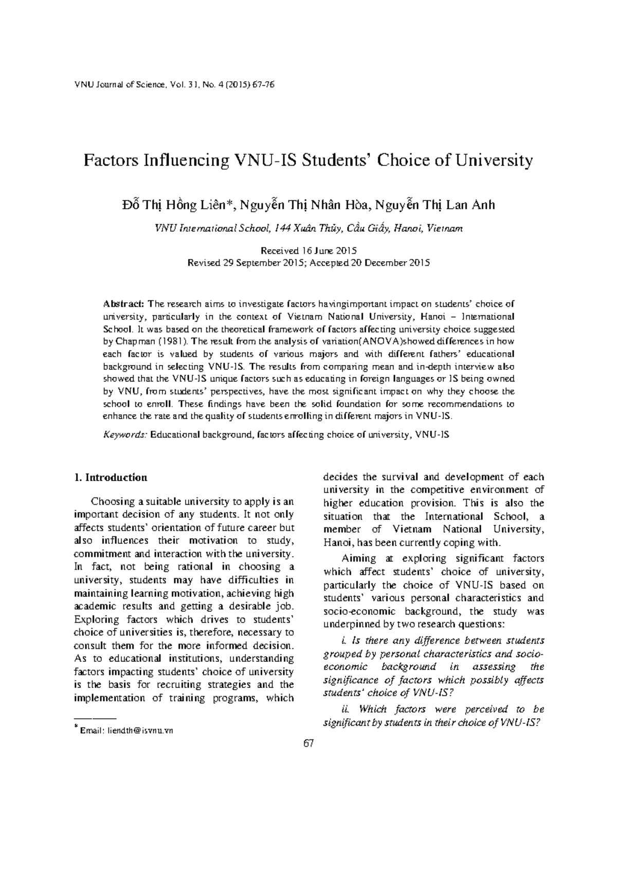 NCKH1 - aaaaa - VNU Journal of Science, Vol. 31, No. 4 (2015) 67- 67 ...