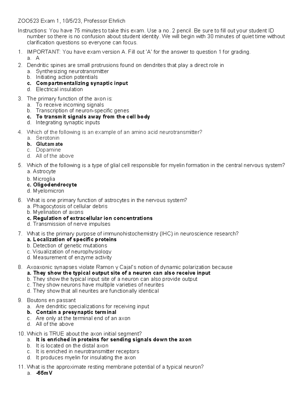 ZOO523 Exam 1 Practice Key - 2023 Study Guide - Studocu