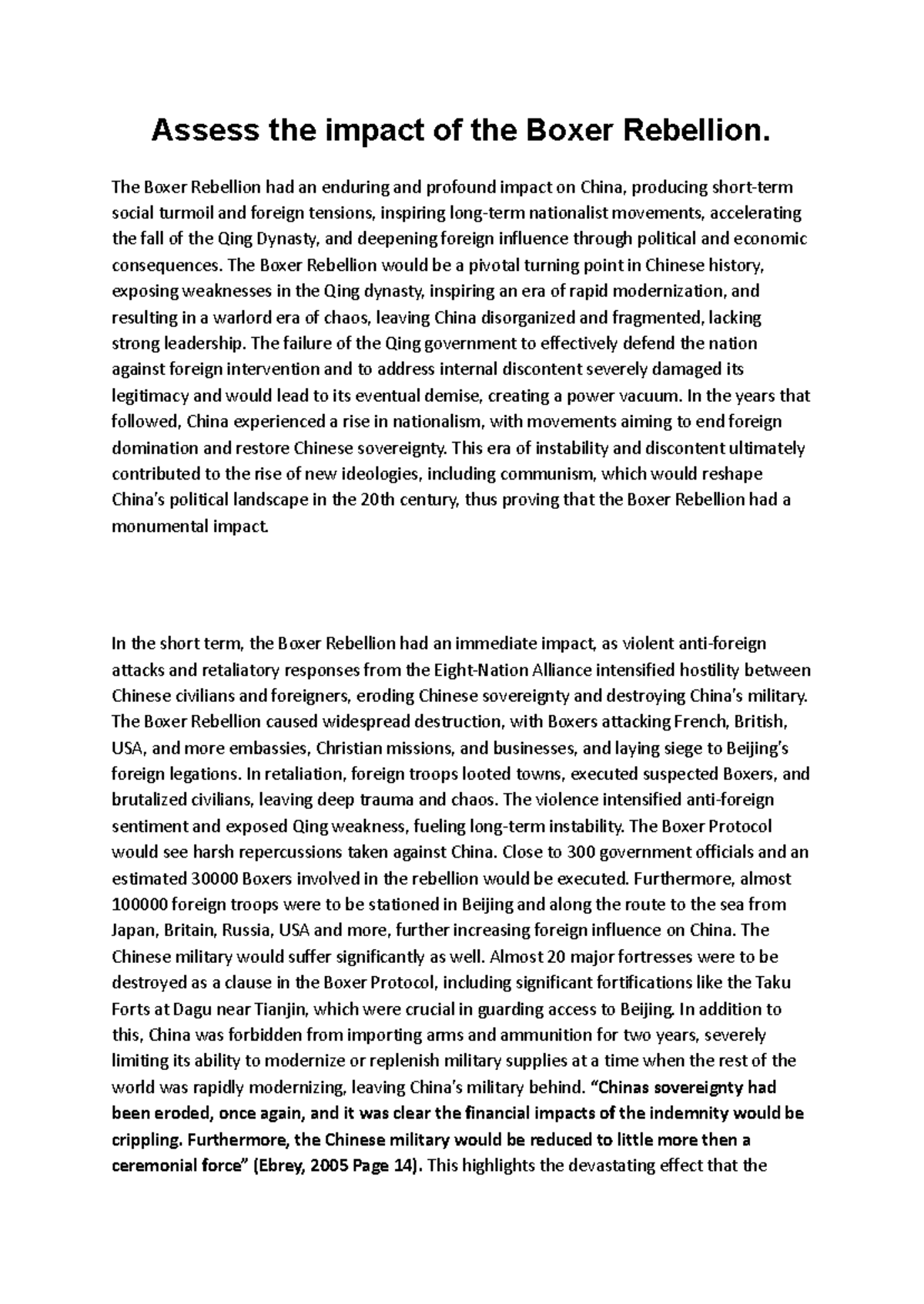 Boxer Rebellion Historical Investigation: Impact on China and ...