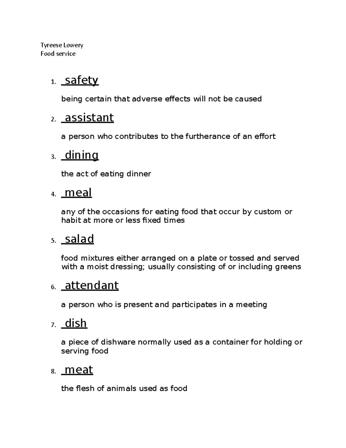 Food service 2 - i am happy to be able to help other students ...
