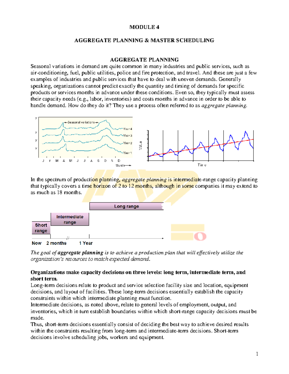 POM 4 - Aggregate Planning & Master Scheduling Notes - Studocu