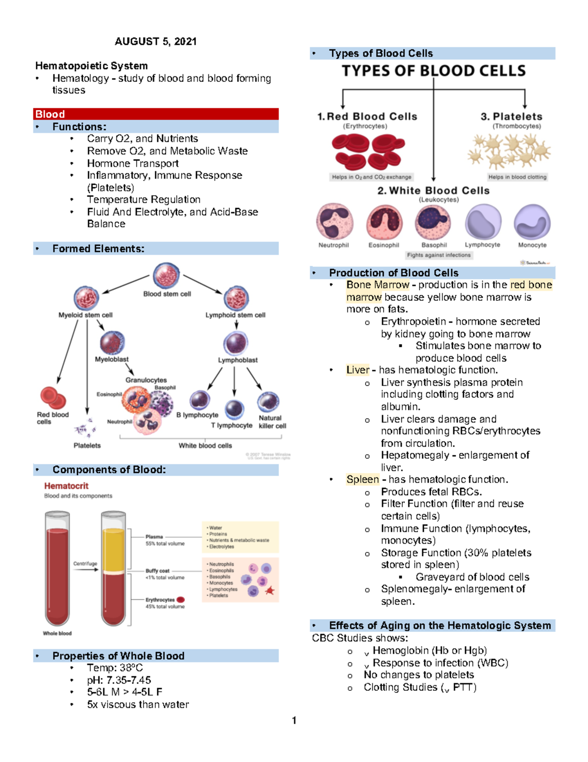 NCM112j - Hematology Lecture Notes and Blood Transfusion Guidelines ...