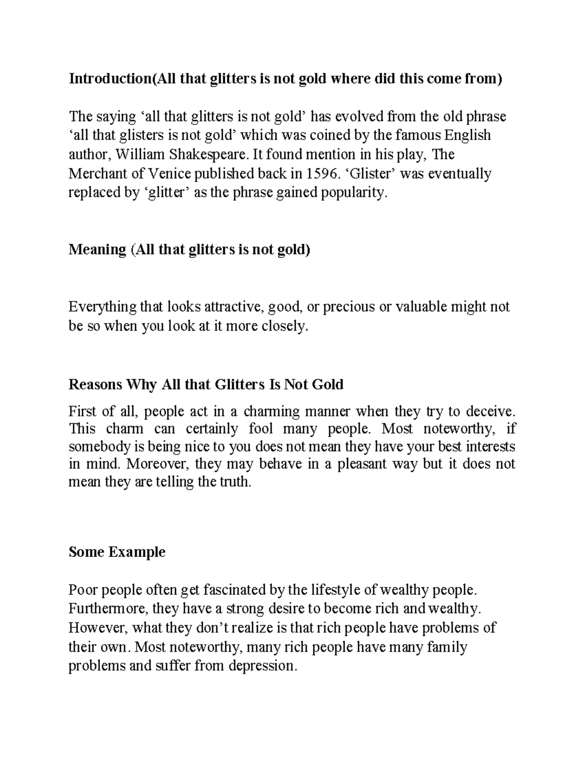 ALL THAT Glitters IS NOT GOLD - Introduction(All that glitters is not ...