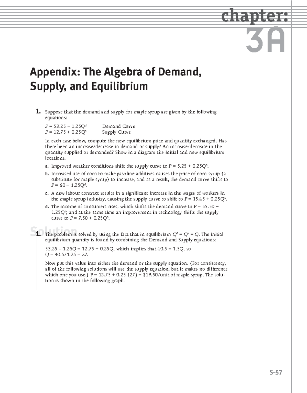 Chapter 3A Problem Solutions: Algebra of Demand, Supply & Equilibrium ...