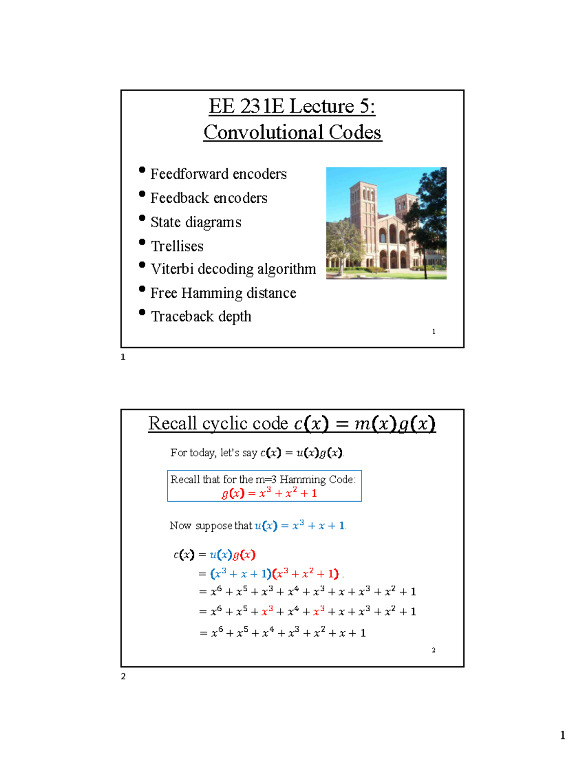 EC E 231E Lecture 5 2023 Convolutional Codes - 1 EE 231E Lecture 5 ...