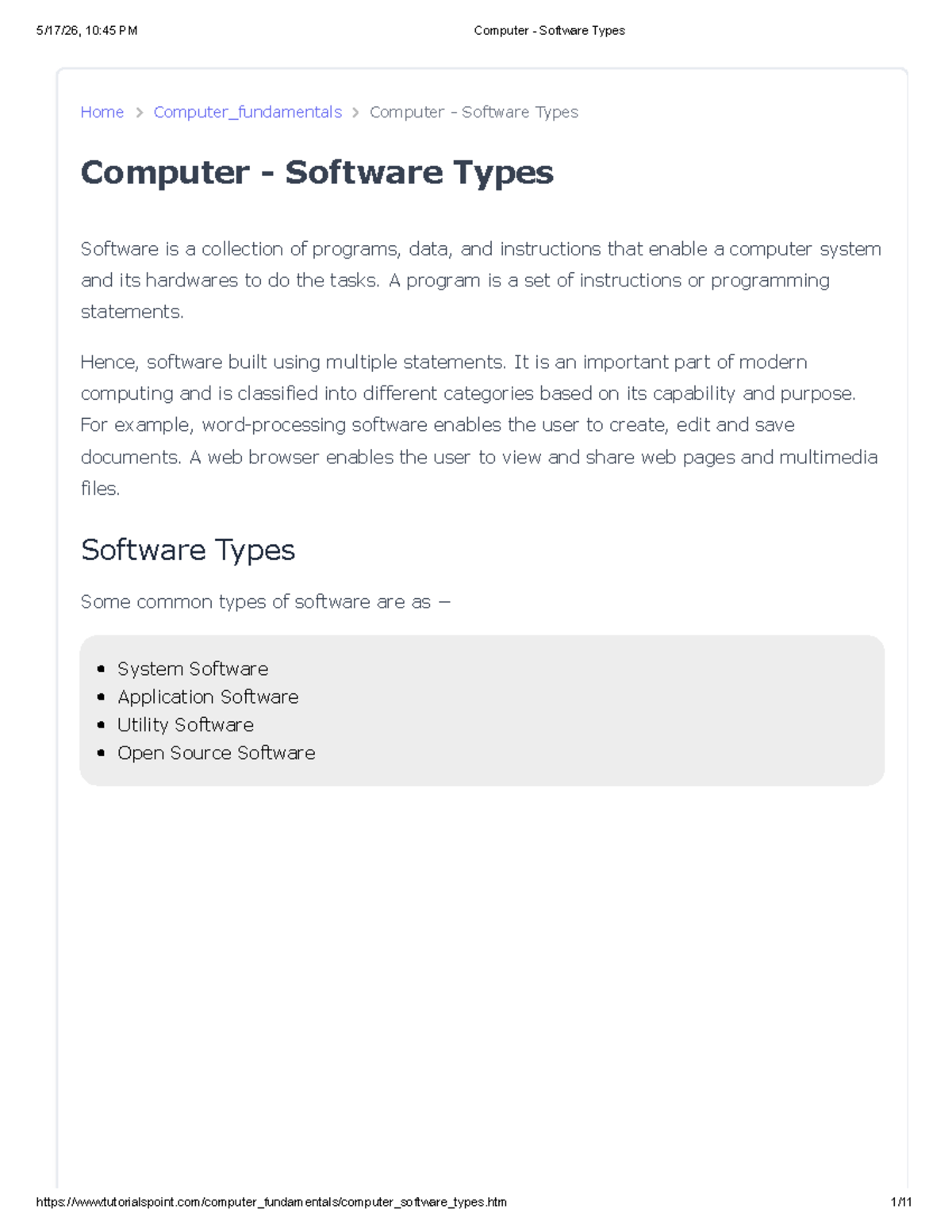 Computer Fundamentals: Types of Software Explained - Studocu