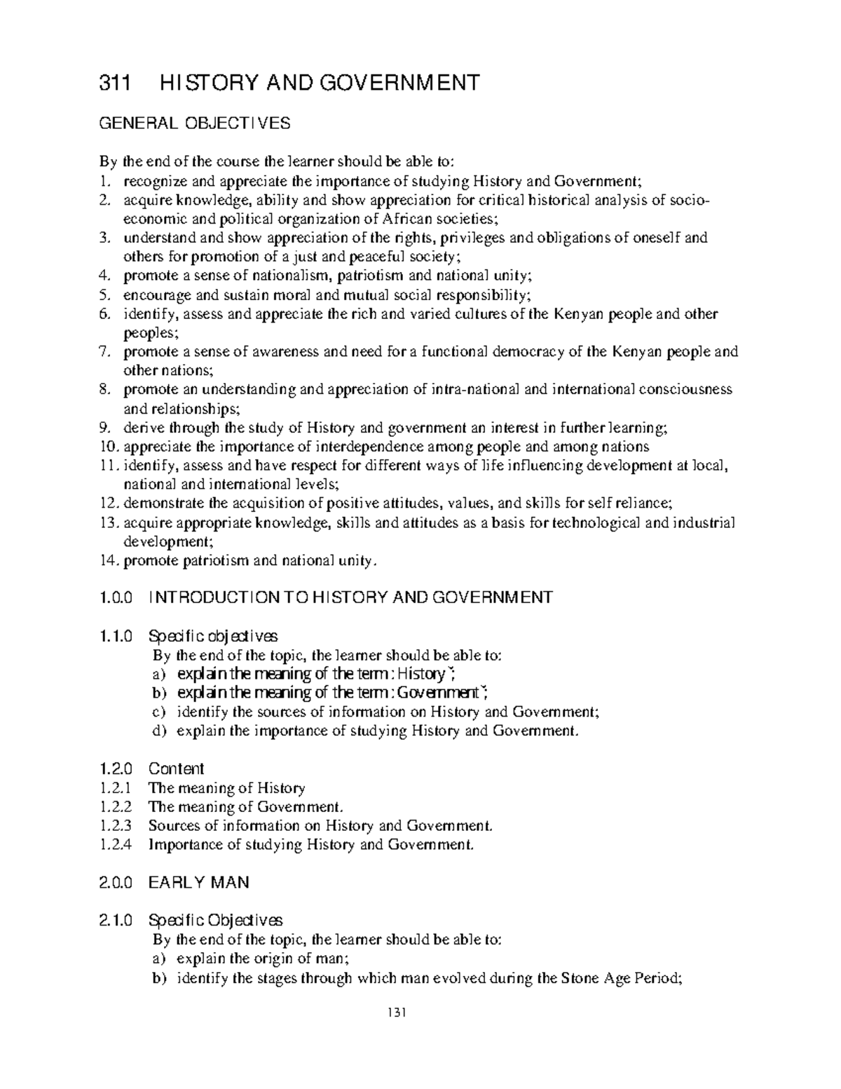 311 HISTORY AND GOVERNMENT & 312 GEOGRAPHY SYLLABUS OBJECTIVES - Studocu