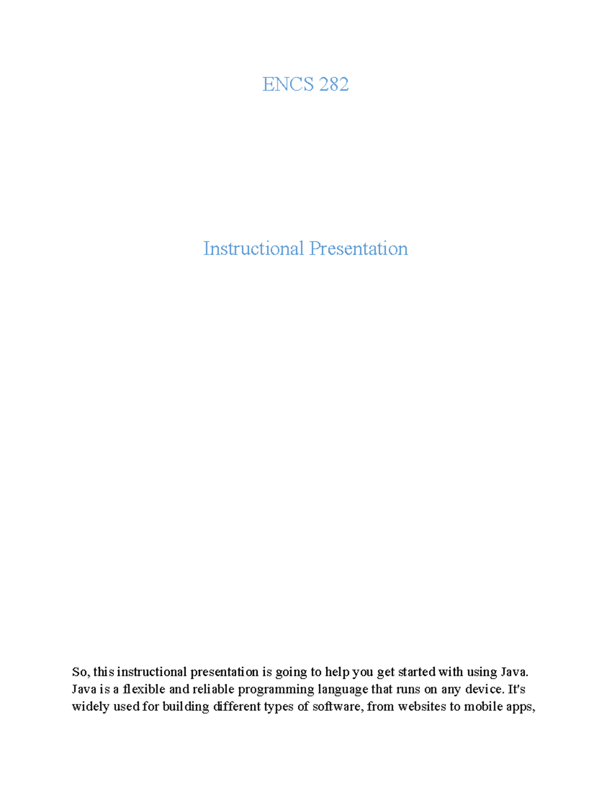 Presentation - ENCS 282 - Java is a flexible and reliable programming ... image.