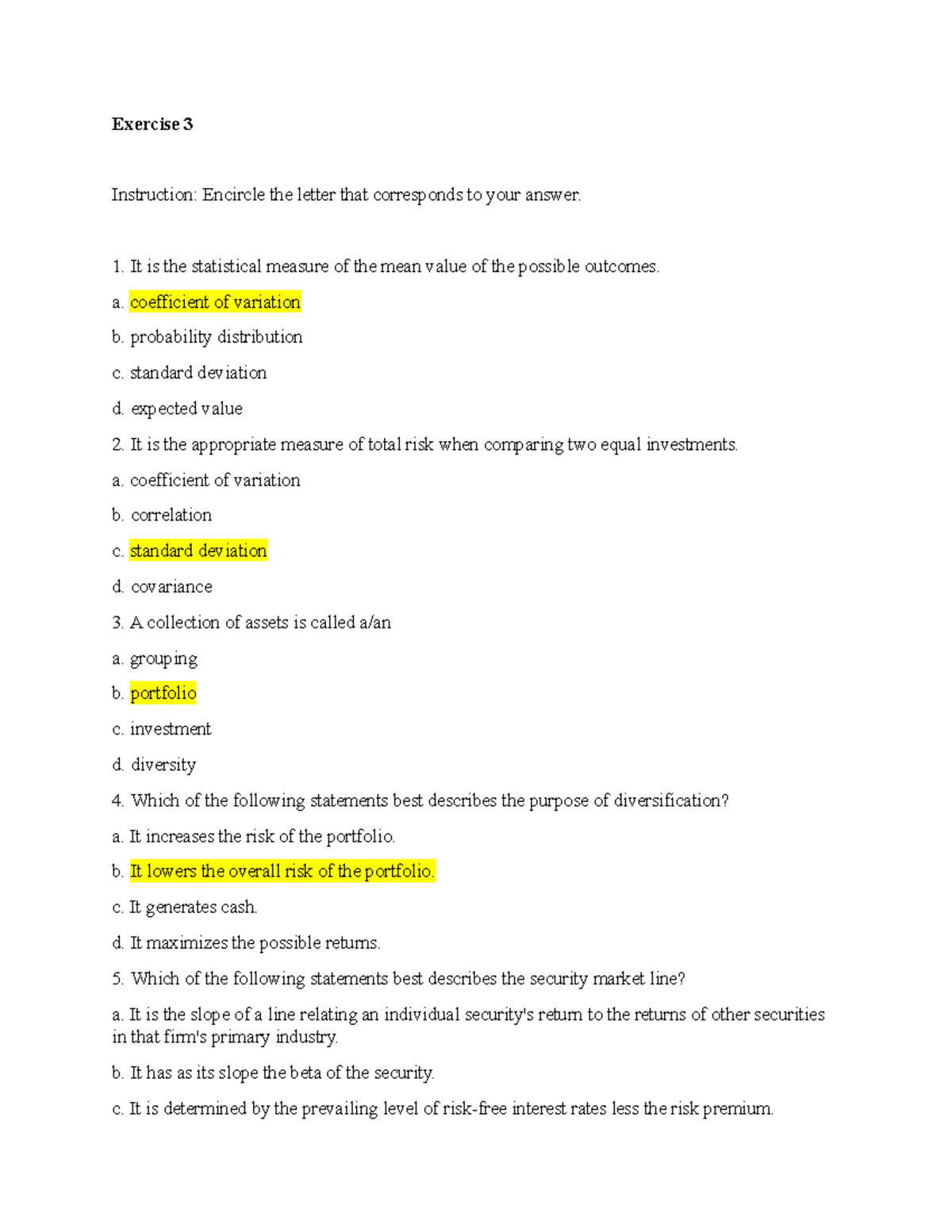 Financial Management (FIN 301) Chapter 3 Exercise 3 Answers - Studocu