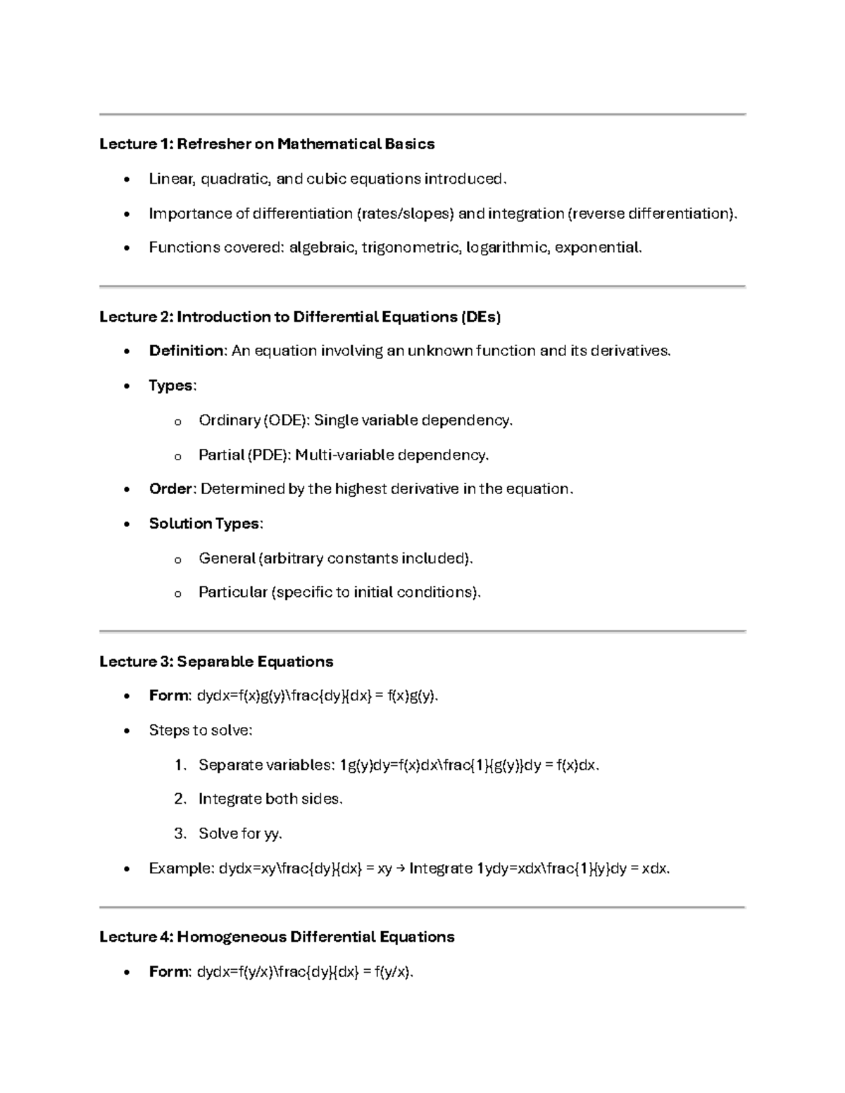 MTH401 Midterm Study Notes: Key Concepts in Differential Equations ...