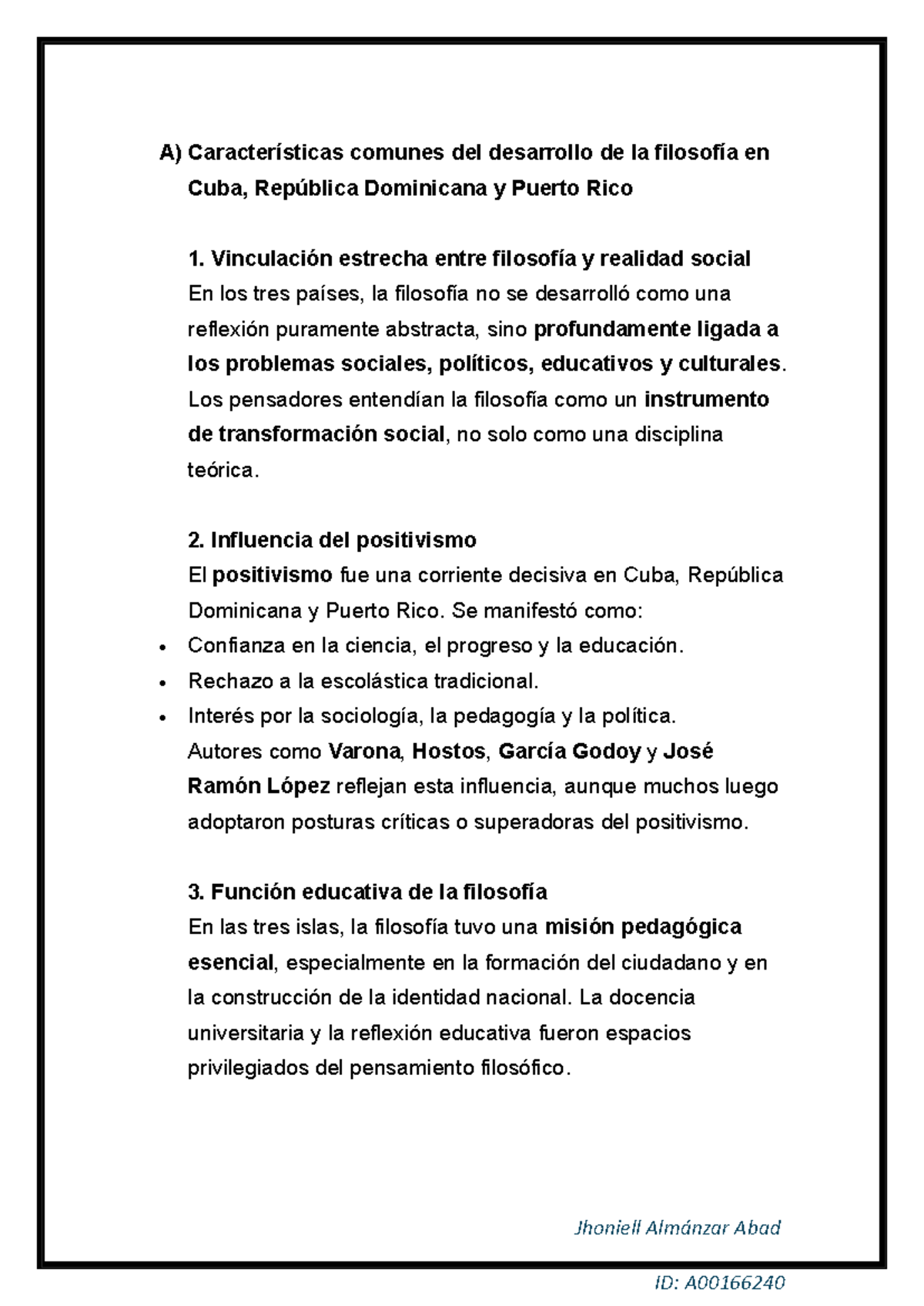 Desarrollo de la Filosofía en Cuba, RD y PR: Análisis Crítico - Studocu