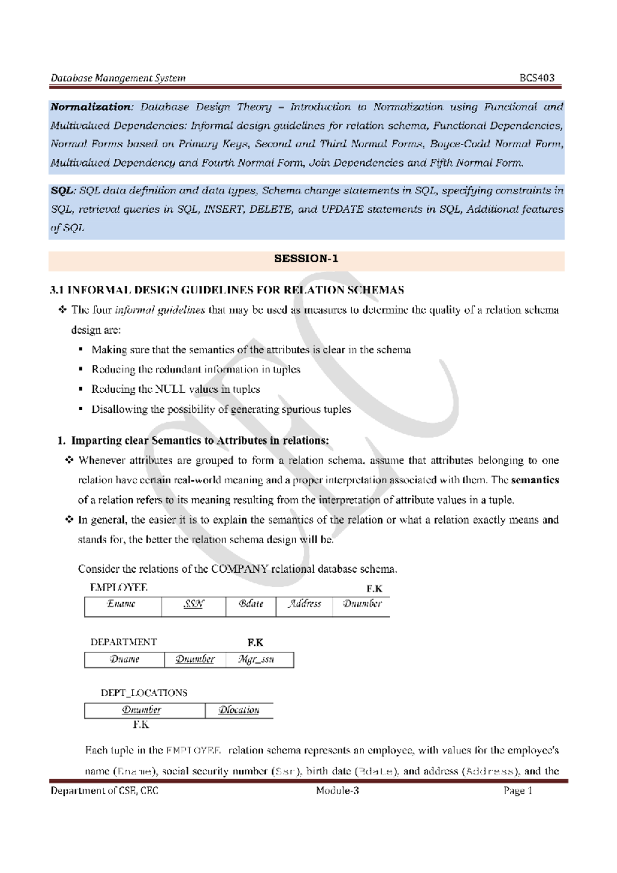 BCS403 Database Management System: Normalization and Functional ...
