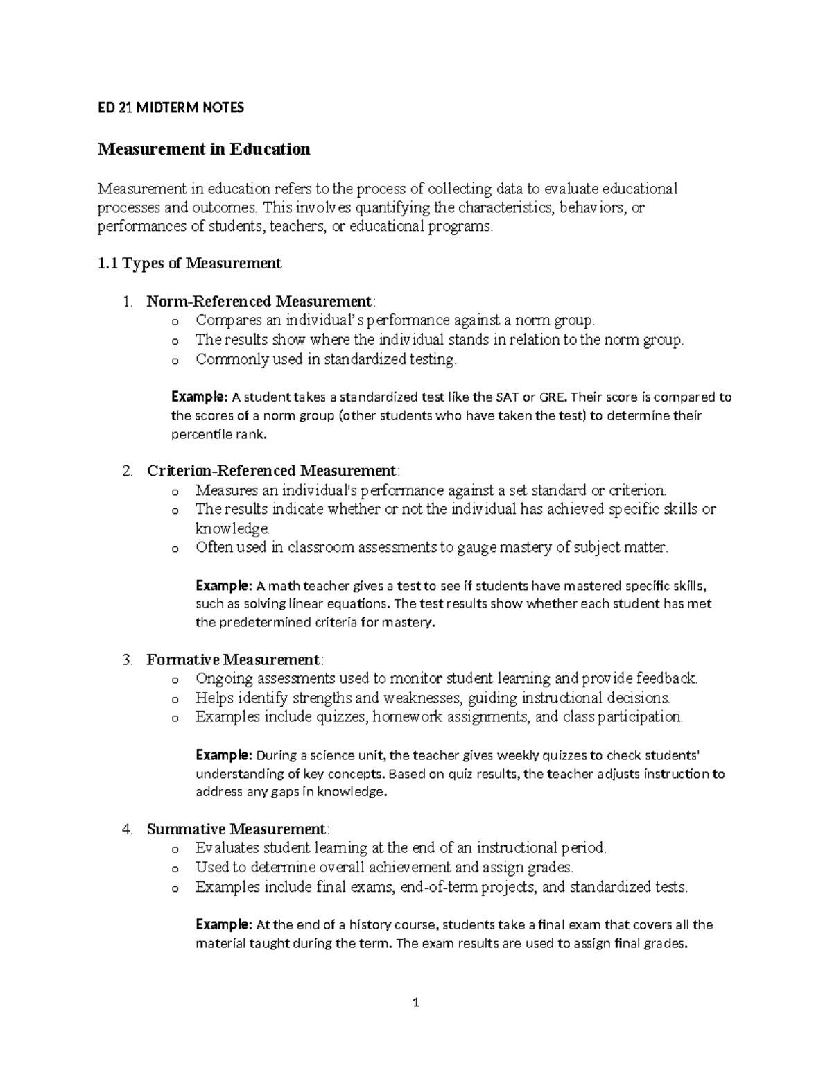 ED 21 MIDTERM NOTES: Measurement and Assessment in Education - Studocu