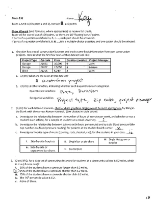 Math 231 Exam 1 Practice Exam - Unit A (Chapters 1 & 2) - Studocu