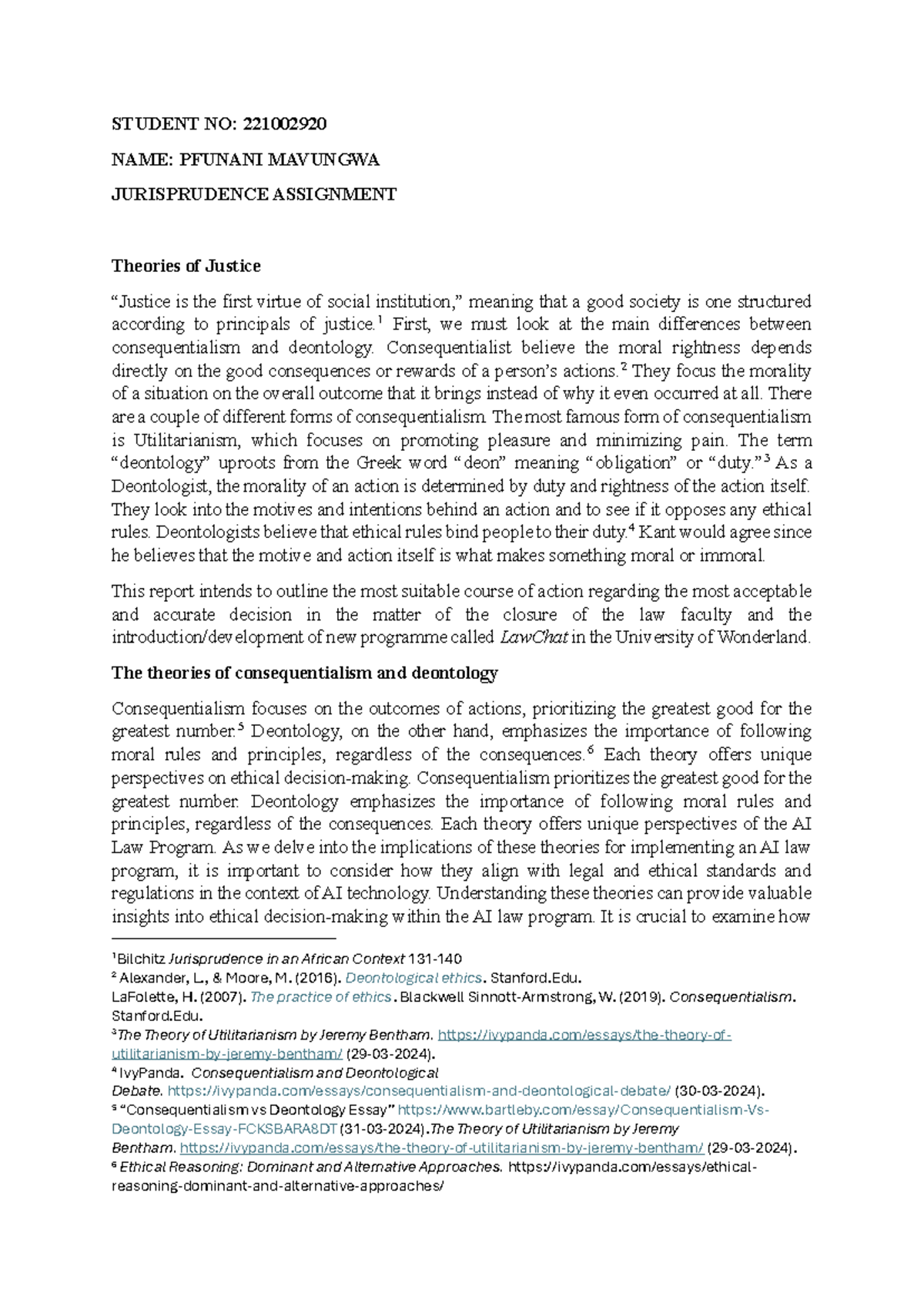 Jurisprudence Assignment 2024: Theories of Justice and AI Law Programs ...
