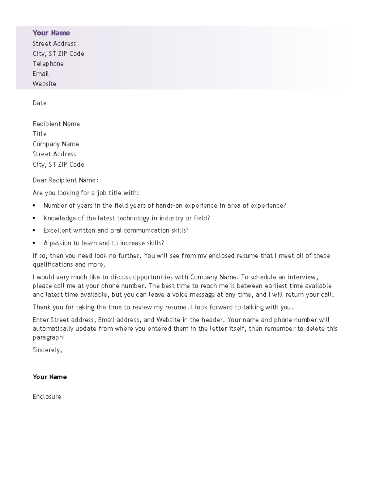 Cover Letter Template for CL Course - Studocu