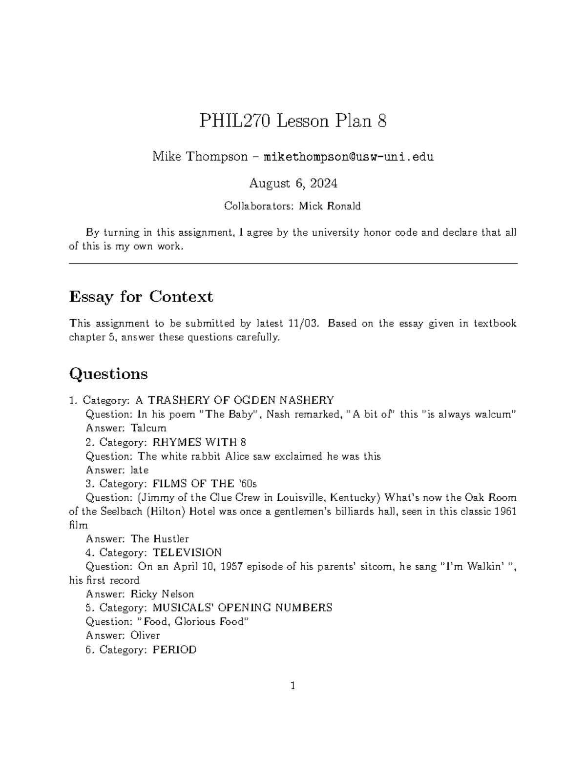 PHIL270 Lesson Plan 8: Exploring Philosophy of Mind Concepts - Studocu
