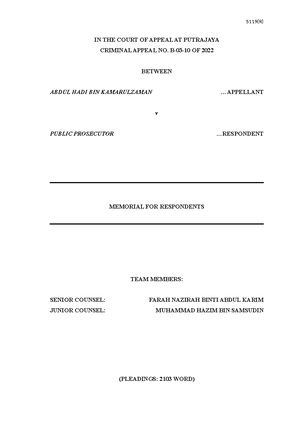 5119(R) - Reference purposes - IN THE COURT OF APPEAL AT PUTRAJAYA ...