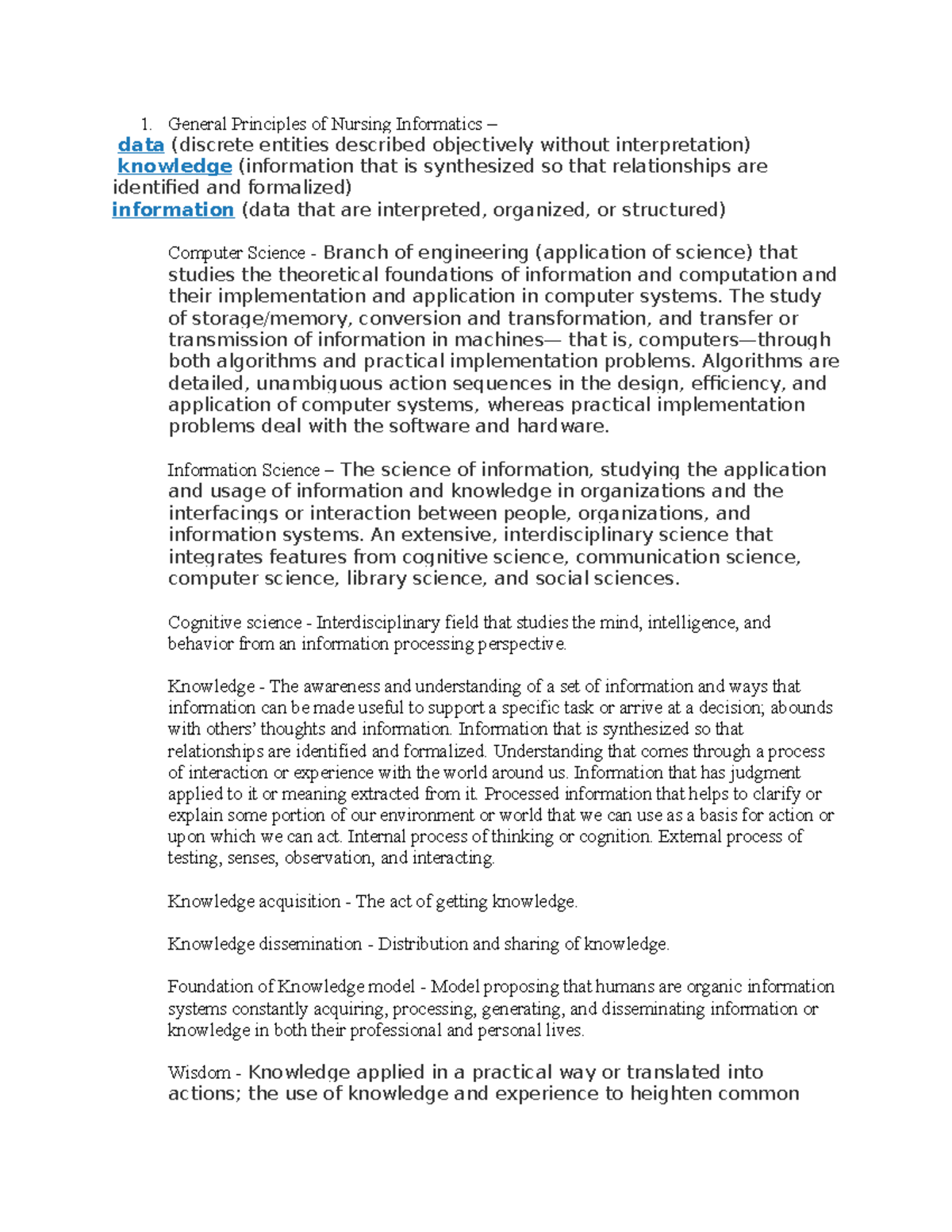 Nursing Informatics Midterm Study Guide: Key Concepts & Principles ...