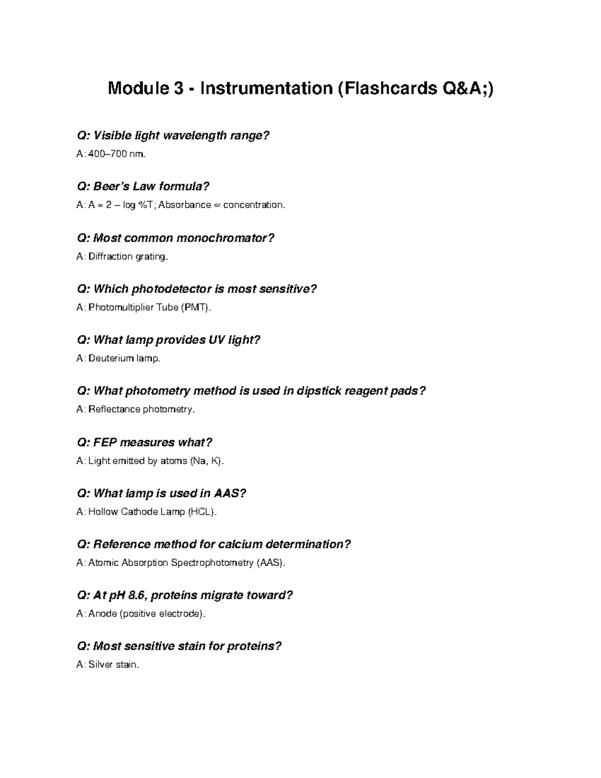 Module 3 Instrumentation Flashcards: Key Concepts & Q&A - Studocu