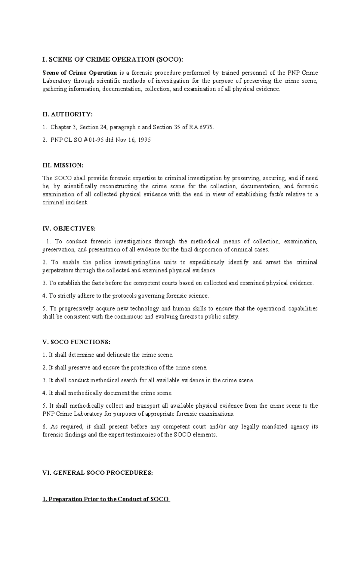 SOCO Team Roles and Responsibilities: Forensic Evidence Gathering - Studocu